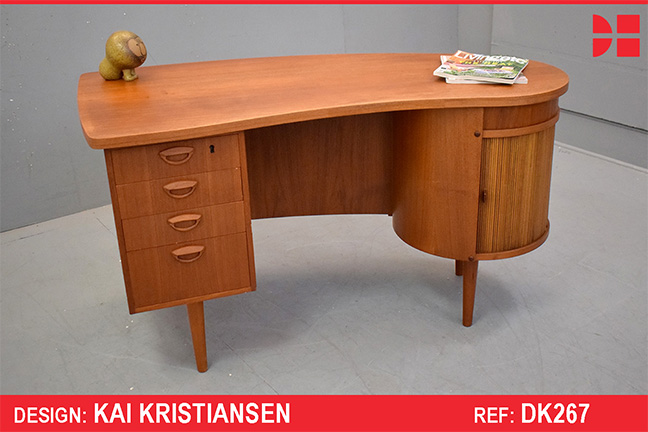 Vintage teak desk with drinks cabinet | Kai Kristiansen design