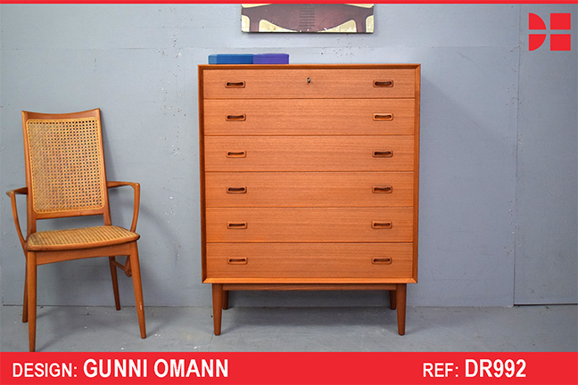 Model 130 Chest of 6 drawers in teak by Gunni Omann