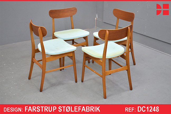 Set of 4 beech and teak dining chairs by Farstrup