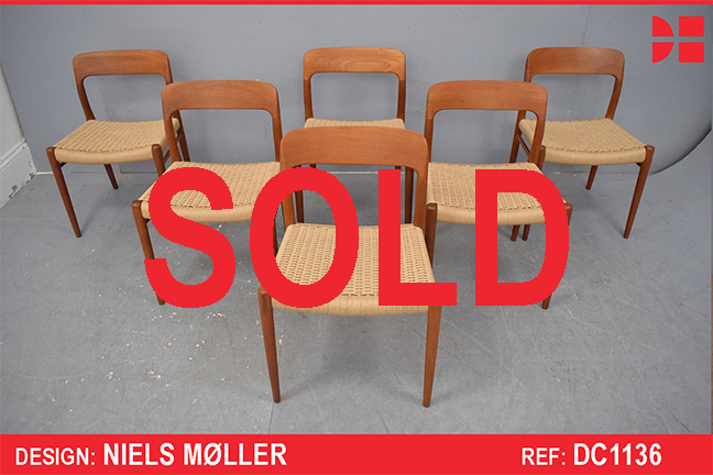 6 teak dining chairs model 75 by Niels Moller - New seats