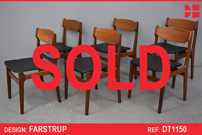 Vintage teak set of 6 dining chairs made by Farstrup Stolefabrik