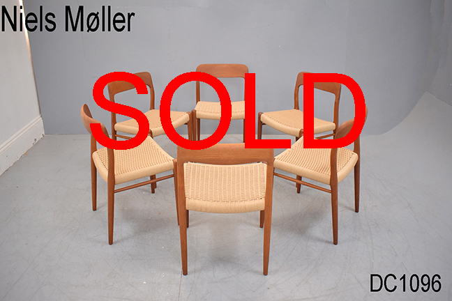 Niels Moller set of 6 refurbished dining chairs model 75