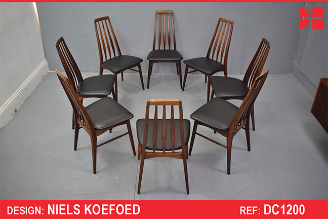 Niels Koefoed 8 dining chairs model EVA in rosewood 