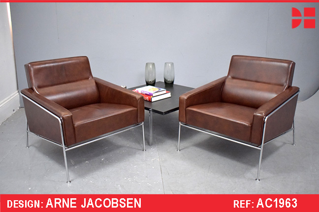 Arne Jacobsen airport armchair model 3300 | brown leather 