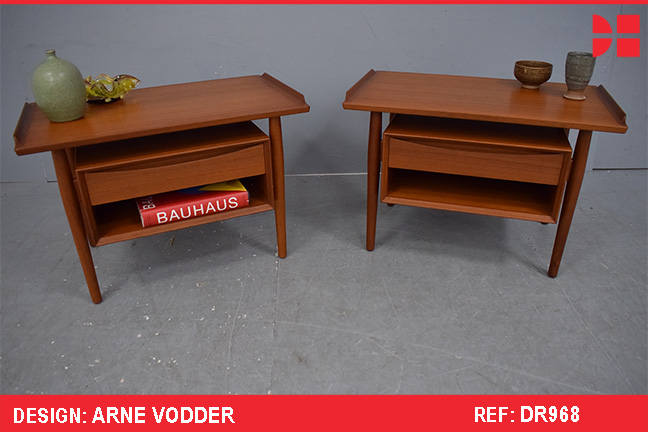 Rare pair of teak bedside table designed by Arne Vodder 