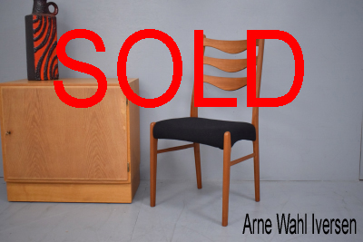 Arne Wahl Iversen vintage teak side chair with black wool upholstery