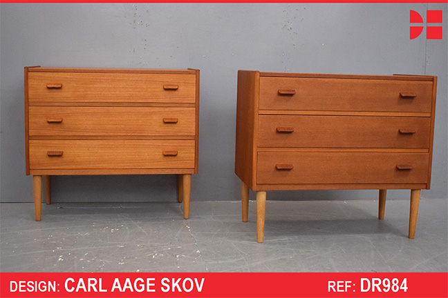 Pair of vintage 3 drawer bedside chests | Carl Aage Skov design