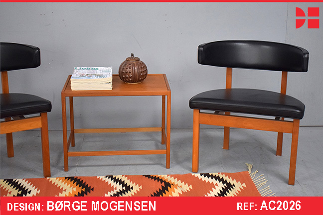 Vintage Borge Mogensen design armchair in black leather 