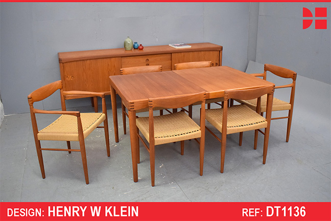Vintage teak Henry W Klein dining table and chairs set | BRAMIN