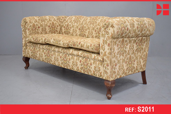 Chesterfield style antique danish 3 seat sofa from 1940s 