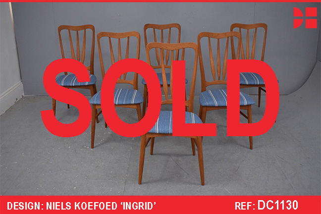 Set of 6 teak dining chairs modell INGRID by Koefoeds Mobelfabrik