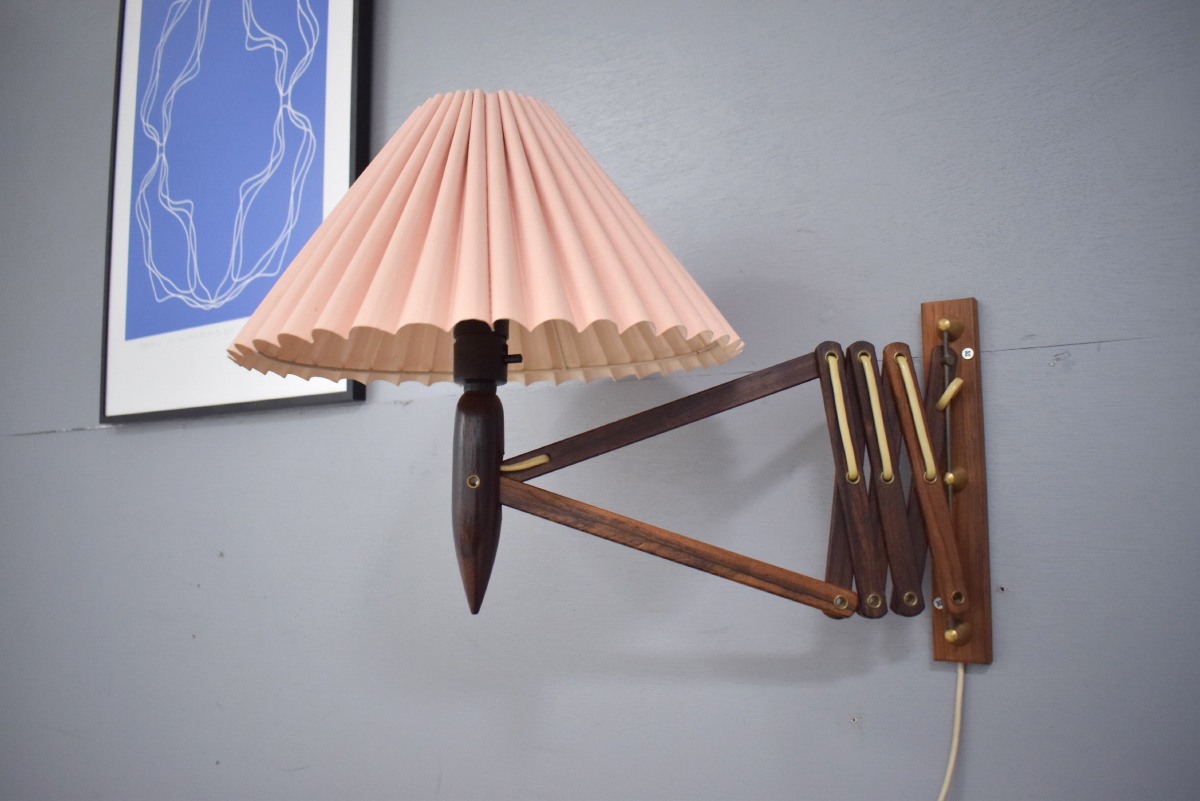 Vintage scissor lamp in rosewood made by LYFA Denmark