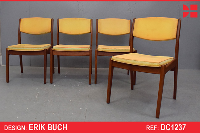 4 Vintage teak dining chairs - Stripped down