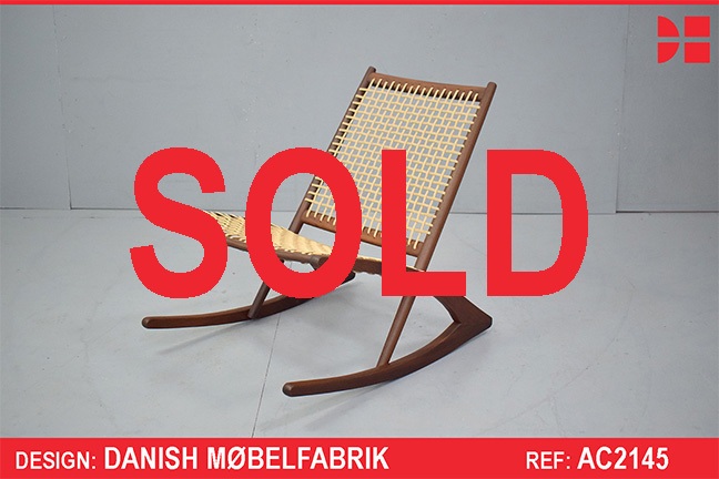 Vintage Danish rocking chair in teak & papercord