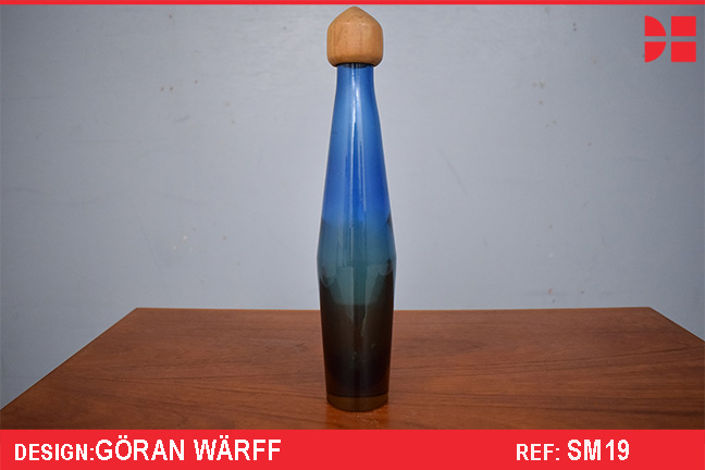 Tall blue vase designed by Göran Wärff