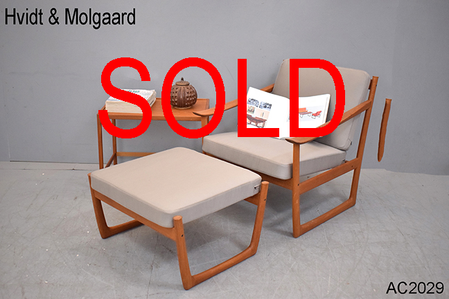 Midcentury teak armchair with footstool from France & Son