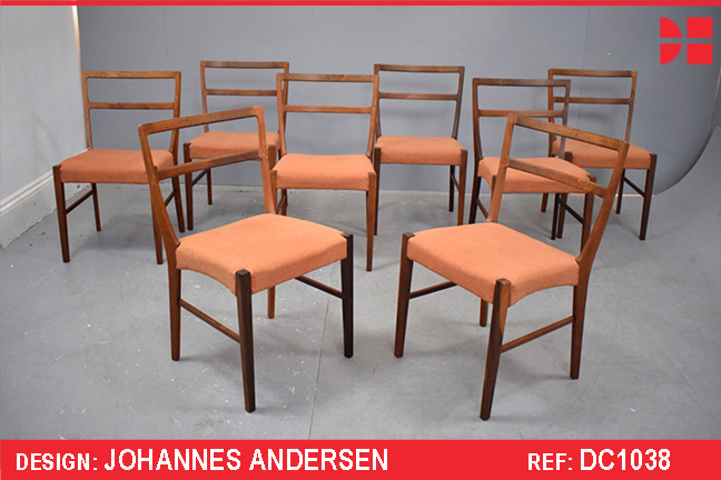 Johannes Andersen 8 vintage rosewood dining chairs | BPS mobler 