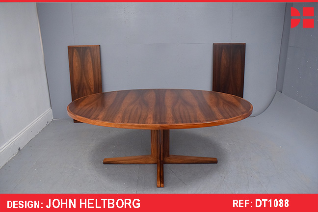 John Mortensen design oval extending dining table in vintage rosewood