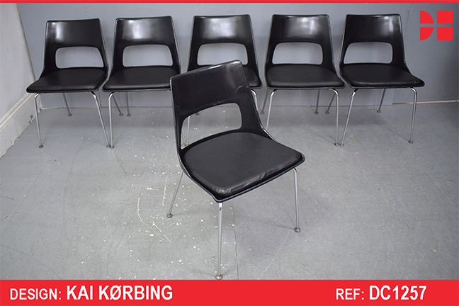 Vintage all black & Chrome chairs designed by Kai Korbing