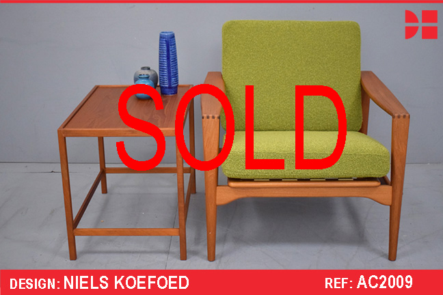 Niels Koefoed vintage teak armchair model LARS with new upholstered cushions