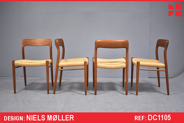 Vintage teak Model 75 dining chairs by Neils Moller