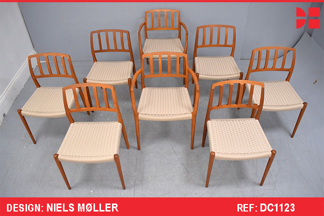 Exclusive set of Niels Moller dining chairs with woven seat 