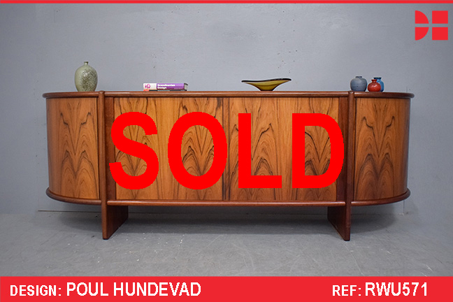 Vintage Rosewood sideboard with impressive tambour doors | Poul Hundevad