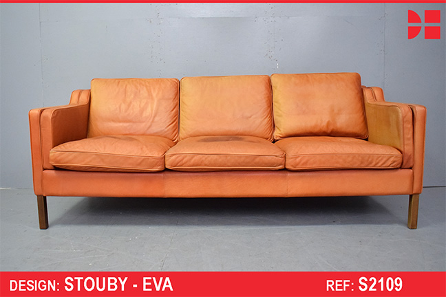 Vintage Ox-leather EVA 3 seater sofa by Stouby