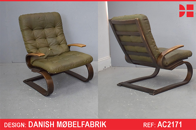 Vintage green leather armchair | Re-upholstery project