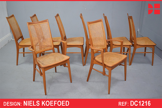 Niels Koefoed 8 vintage LIS teak dining chairs