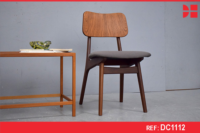 Vintage teak dining chair with new wool seat | KORUP