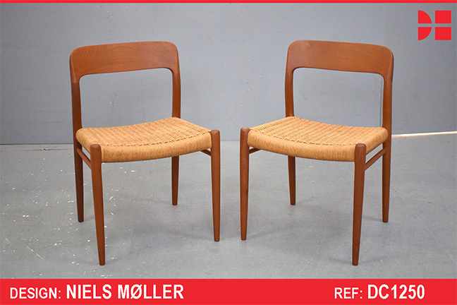 Vintage teak model 75 dining chair by Niels Moller