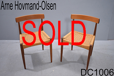 Two 1960s Danish Arne Hovmand Olsen for Mogens Kold Danish Cord Teak Chairs  -  Canada