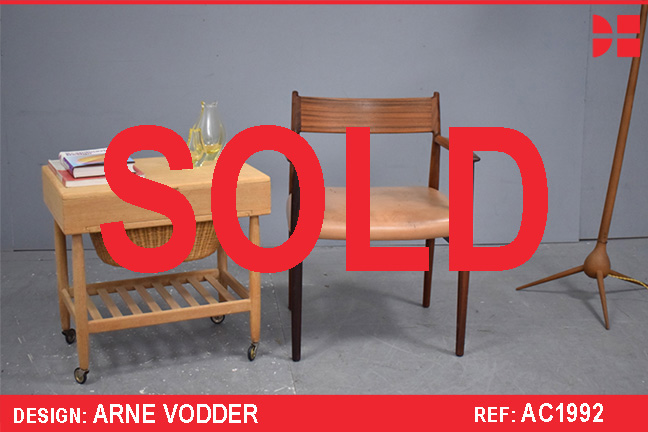 Arne Vodder vintage rosewood armchair with leather upholstery.