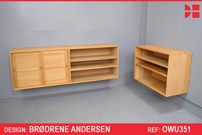Light oak wall mounted storage cabinets by Brodrene Andersen