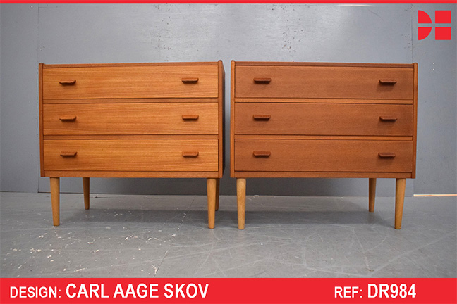Pair of vintage 3 drawer bedside chests | Carl Aage Skov design
