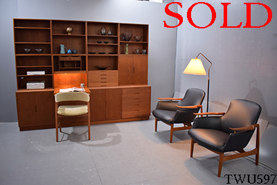 1960s modular teak wall unit 4 base units 8 top units