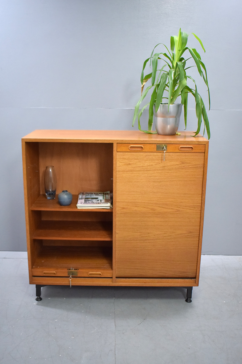 Danish Storage Cabinet With Tambour