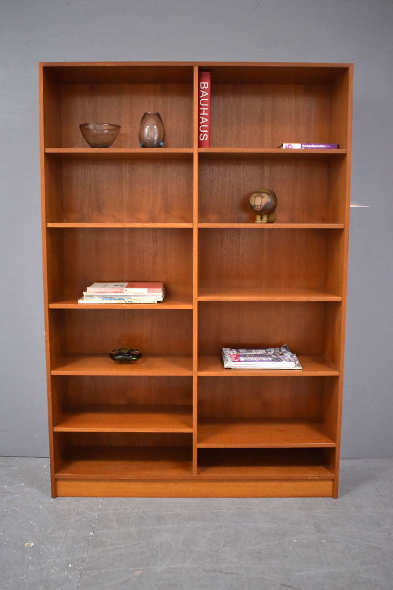 Danish white and natural tall bookcase discount