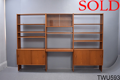 Danish 3 section wall unit with open back | Teak