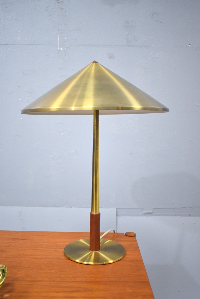 Brass and teak table lamp Danish design