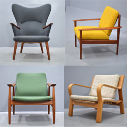 Vintage Danish armchairs and occasional chairs