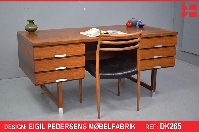 Vintage rosewood executive desk produced by Eigil Pedersens' Mobelfabrik