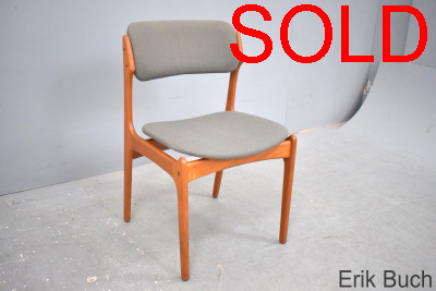 Erik Buch design teak dining chair in grey fabric