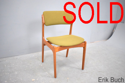 Erik Buch teak dining chair | Green fabric