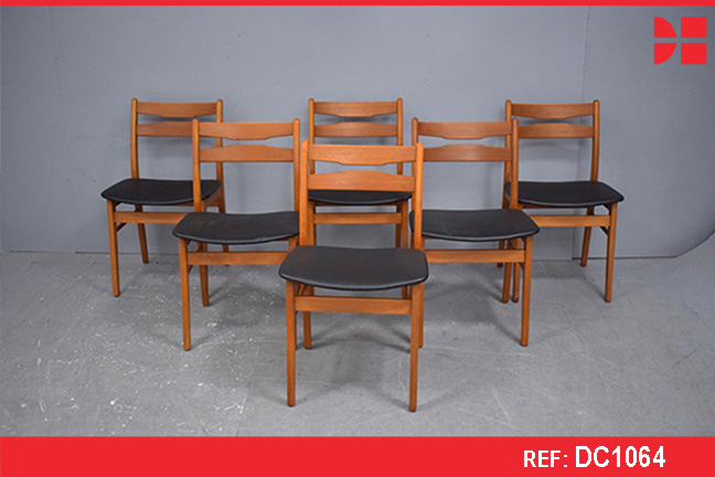 Beech & teak dining chairs | Farstrup | Set of 6