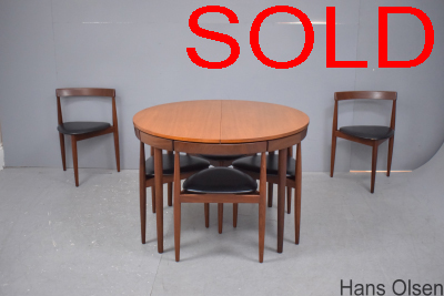 Hans Olsen teak dining table & 6 chairs | Frem Rojle