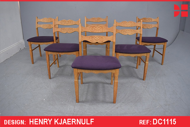 Rustic cottage style dining chairs with new upholstery - Henry Kjaernulf