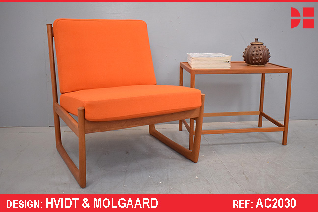 Hvidt & Molgaard midcentury teak easy chair (no arms) with original sprung cushions