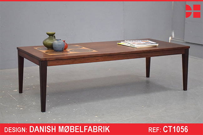 Vintage rosewood coffee table with inset tiles | Danish Mobelfabrik